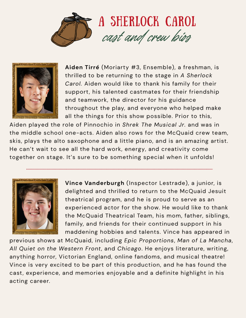 McQuaid Jesuit's A Sherlock Carol Cast & Crew Bios, pg. 10 of 13