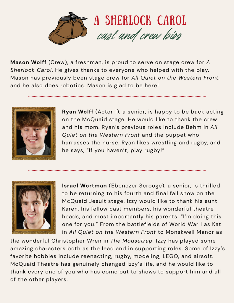 McQuaid Jesuit's A Sherlock Carol Cast & Crew Bios, pg. 11 of 13