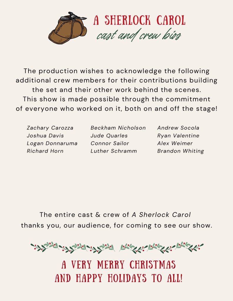 McQuaid Jesuit's A Sherlock Carol Cast & Crew Bios, pg. 13 of 13
