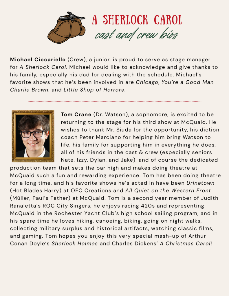 McQuaid Jesuit's A Sherlock Carol Cast & Crew Bios, pg. 2 of 13