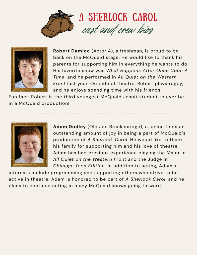 McQuaid Jesuit's A Sherlock Carol Cast & Crew Bios, pg. 3 of 13