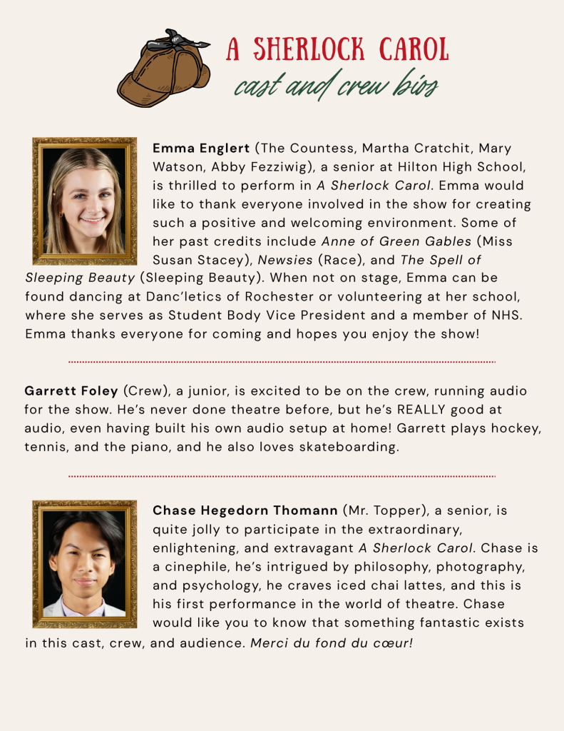 McQuaid Jesuit's A Sherlock Carol Cast & Crew Bios, pg. 4 of 13