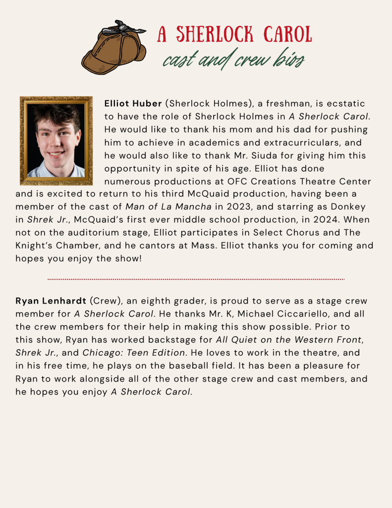 McQuaid Jesuit's A Sherlock Carol Cast & Crew Bios, pg. 5 of 13