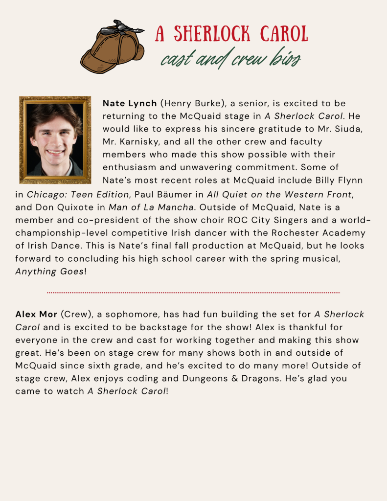 McQuaid Jesuit's A Sherlock Carol Cast & Crew Bios, pg. 6 of 13