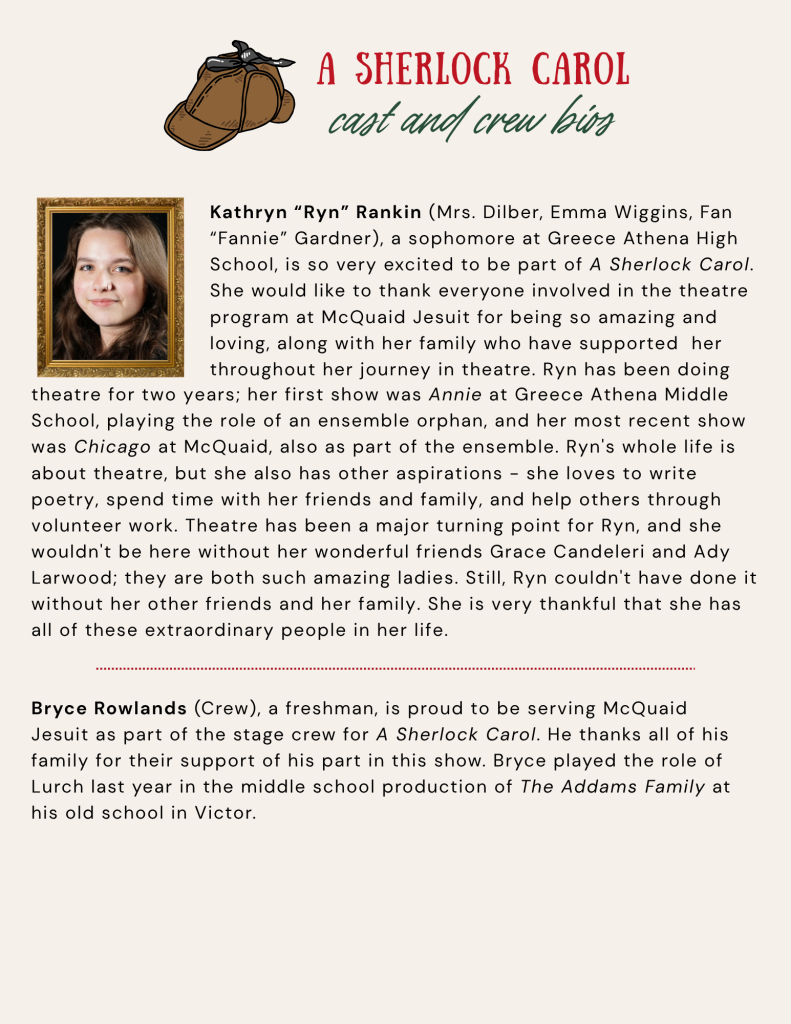 McQuaid Jesuit's A Sherlock Carol Cast & Crew Bios, pg. 8 of 13