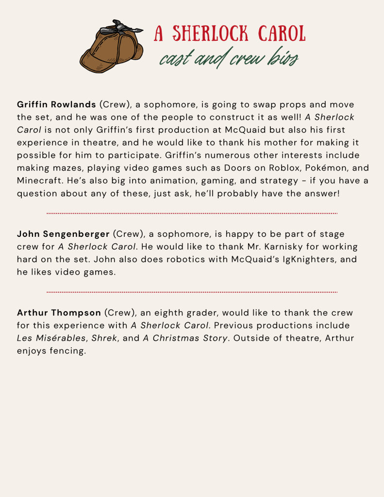 McQuaid Jesuit's A Sherlock Carol Cast & Crew Bios, pg. 9 of 13
