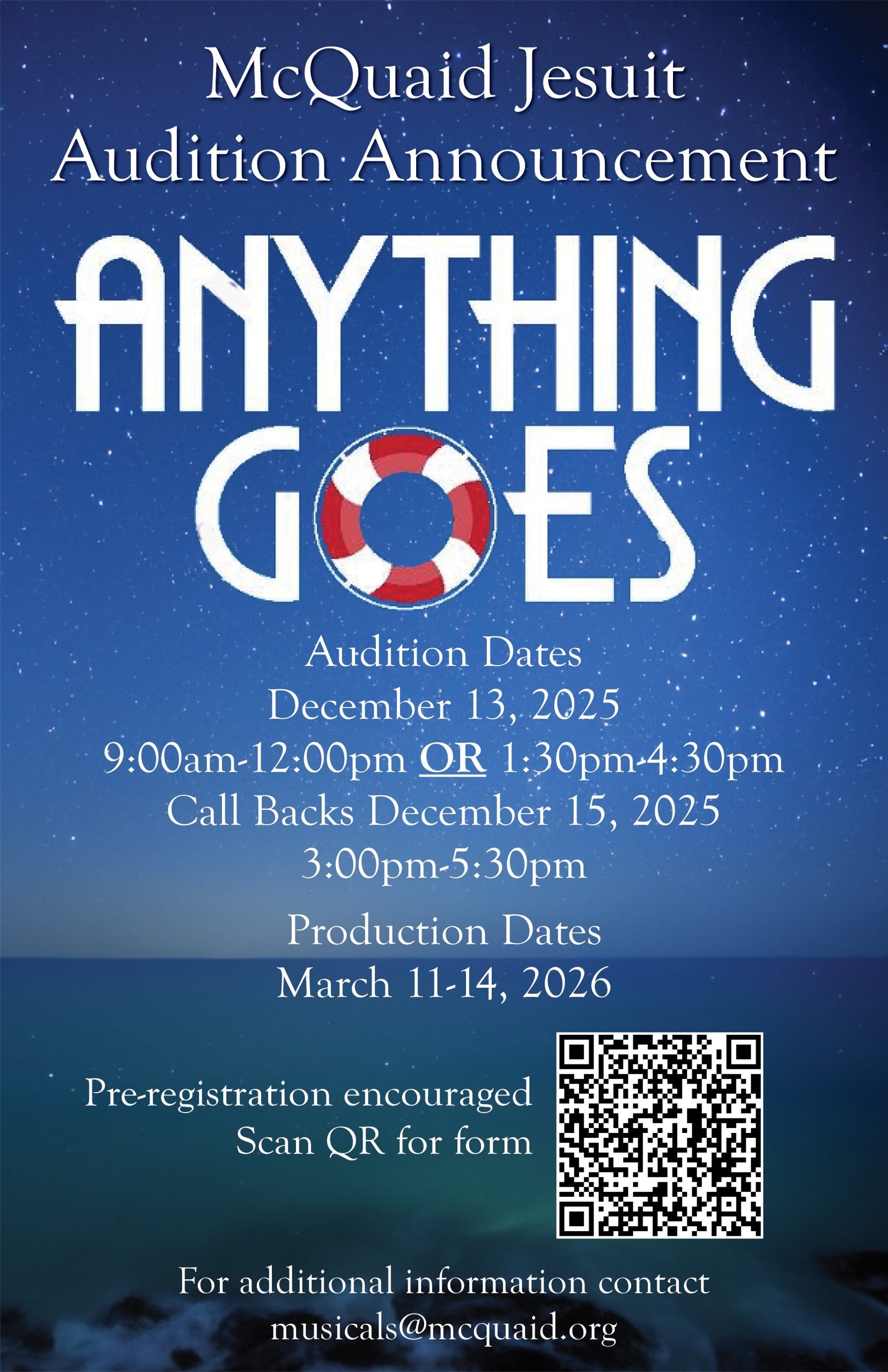 Auditions for Anything Goes - McQuaid Jesuit
